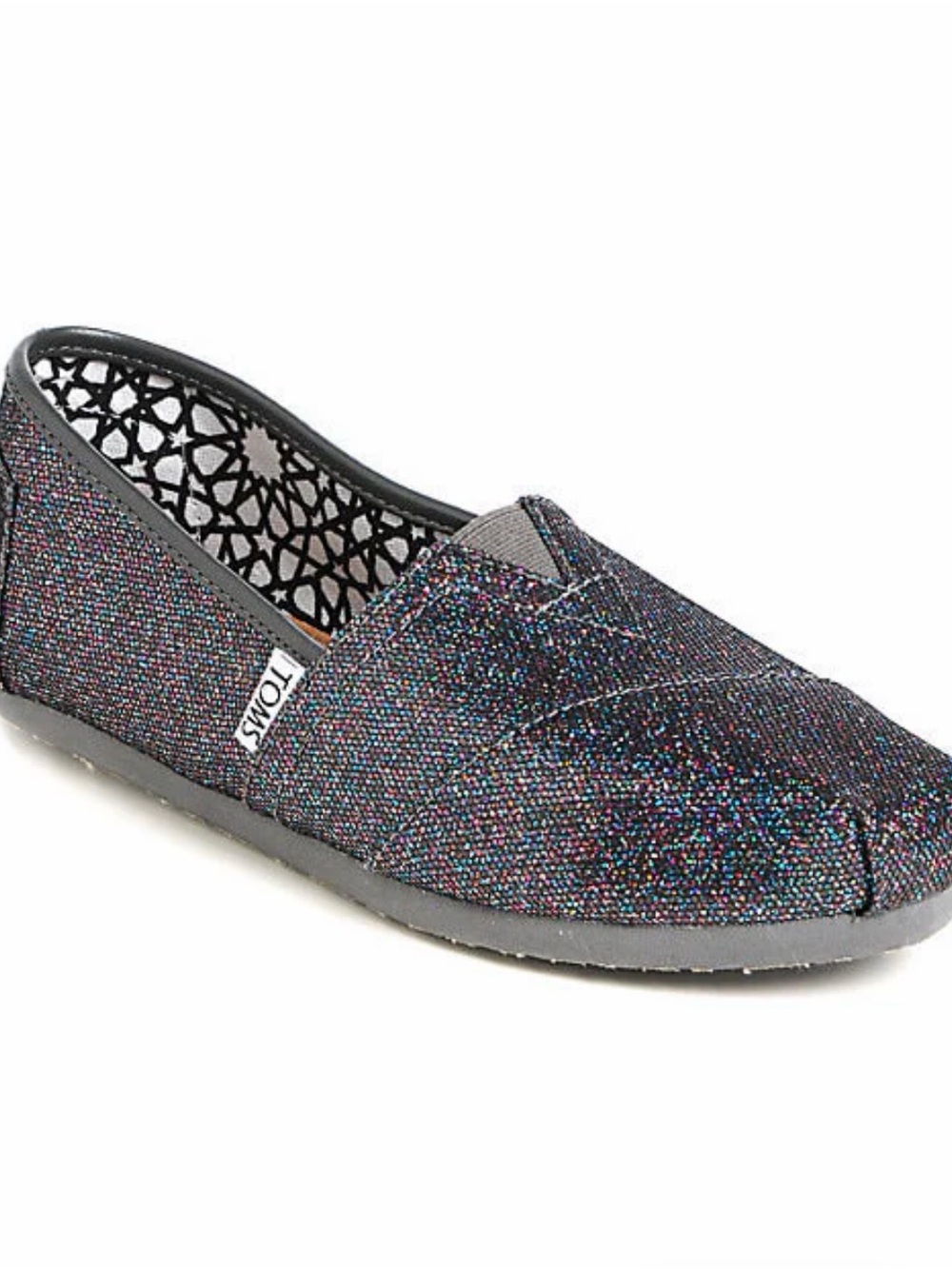 TOMS Women's Multicolor Black Glitter Slip Ons